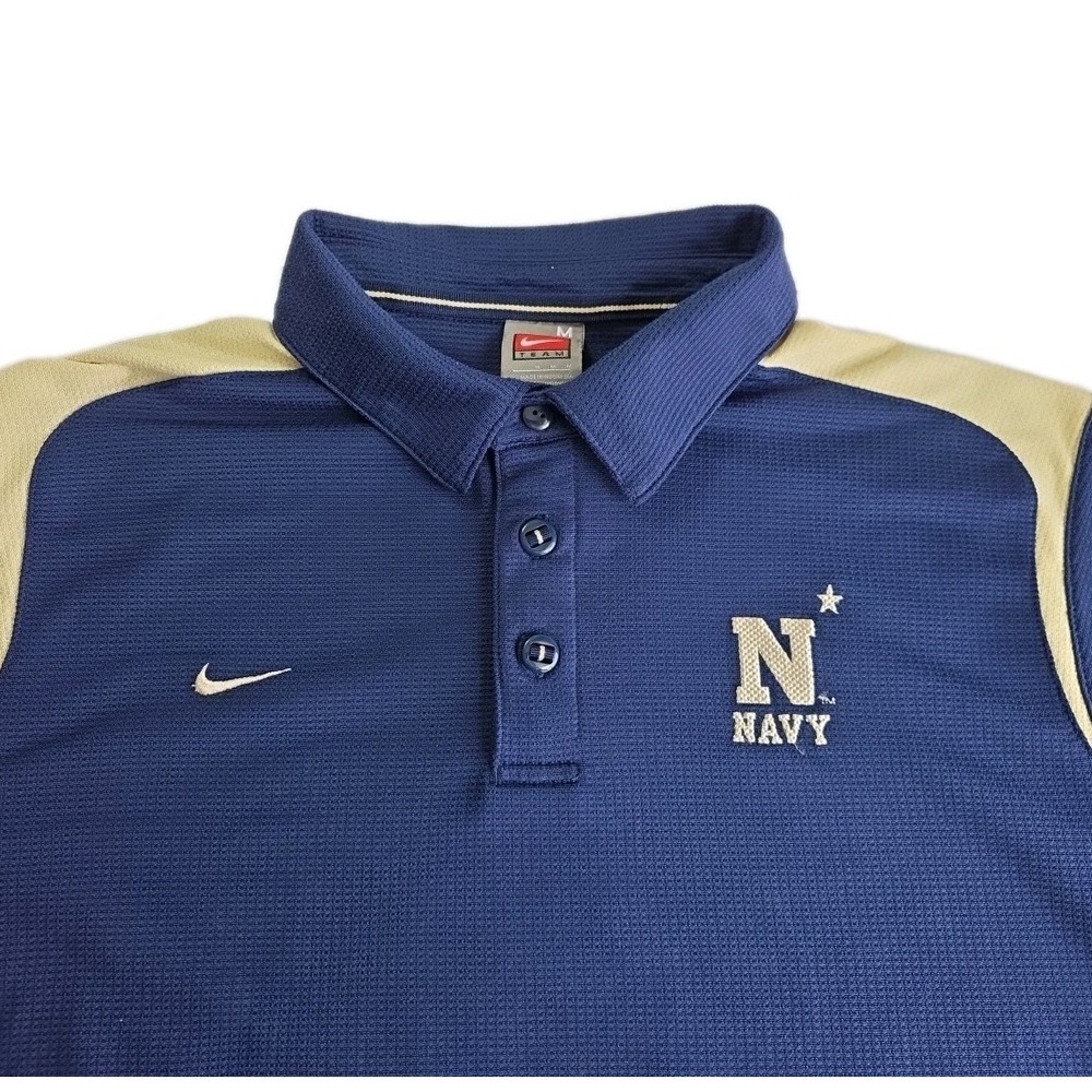 Nike Navy Midshipmen Polo Shirt Mens Extra Large M Blue Dri Fit Vintage NCAA